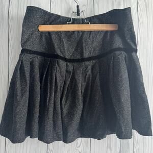 Vintage David N Flounce Gray Speckled Skirt Velvet Trim Sz 12 Whimseygoth Retro